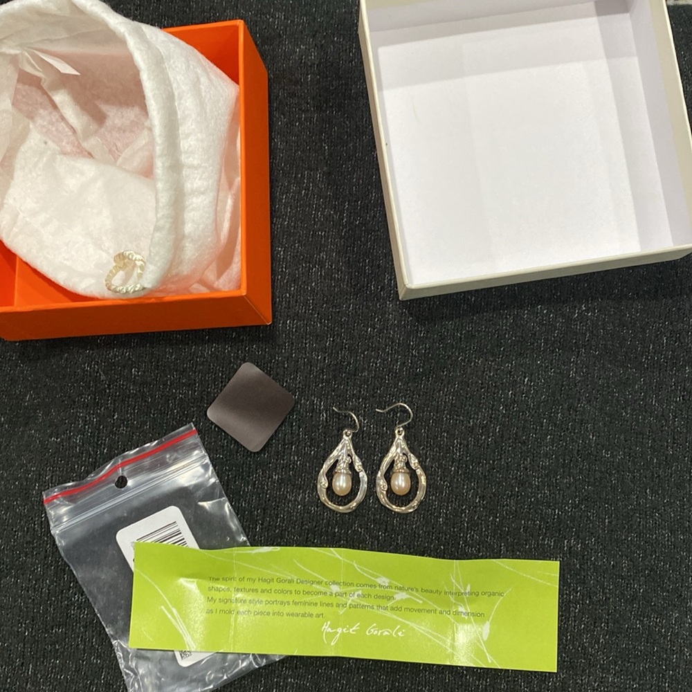 Hagit Sterling Peach Cultured Freshwater Pearl Earrings silver - Picture 2 of 4